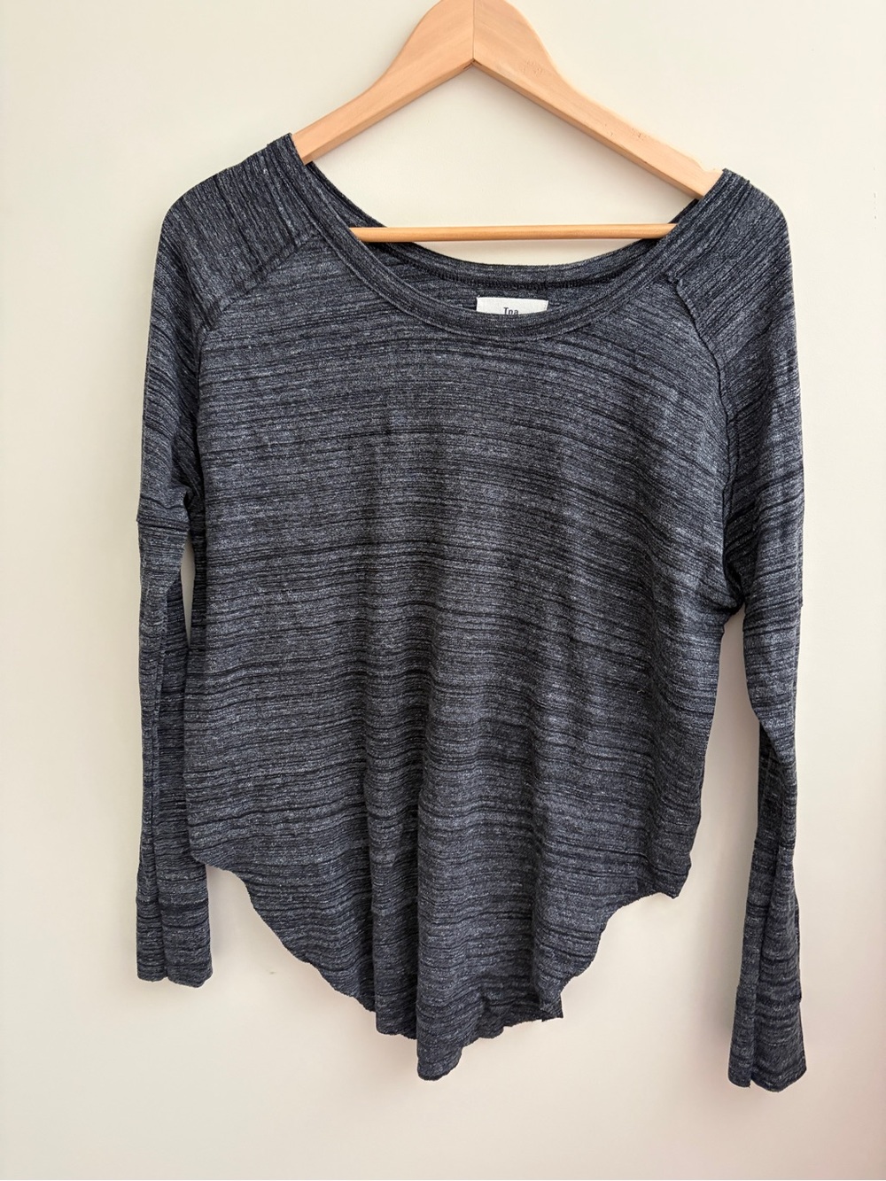 TNA Alder Top- Marled Grey Raglan Long Sleeve Tee